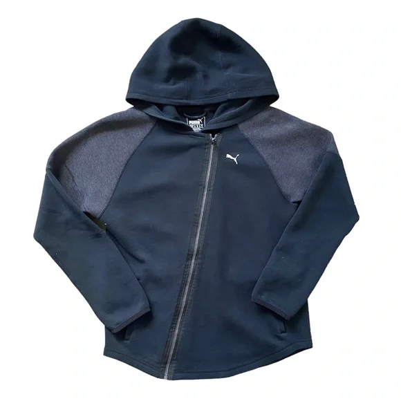 Puma Women Black Grey Full Zip Activewear Hoodie Jumper Sz XS AU8 - Picture 2 of 10